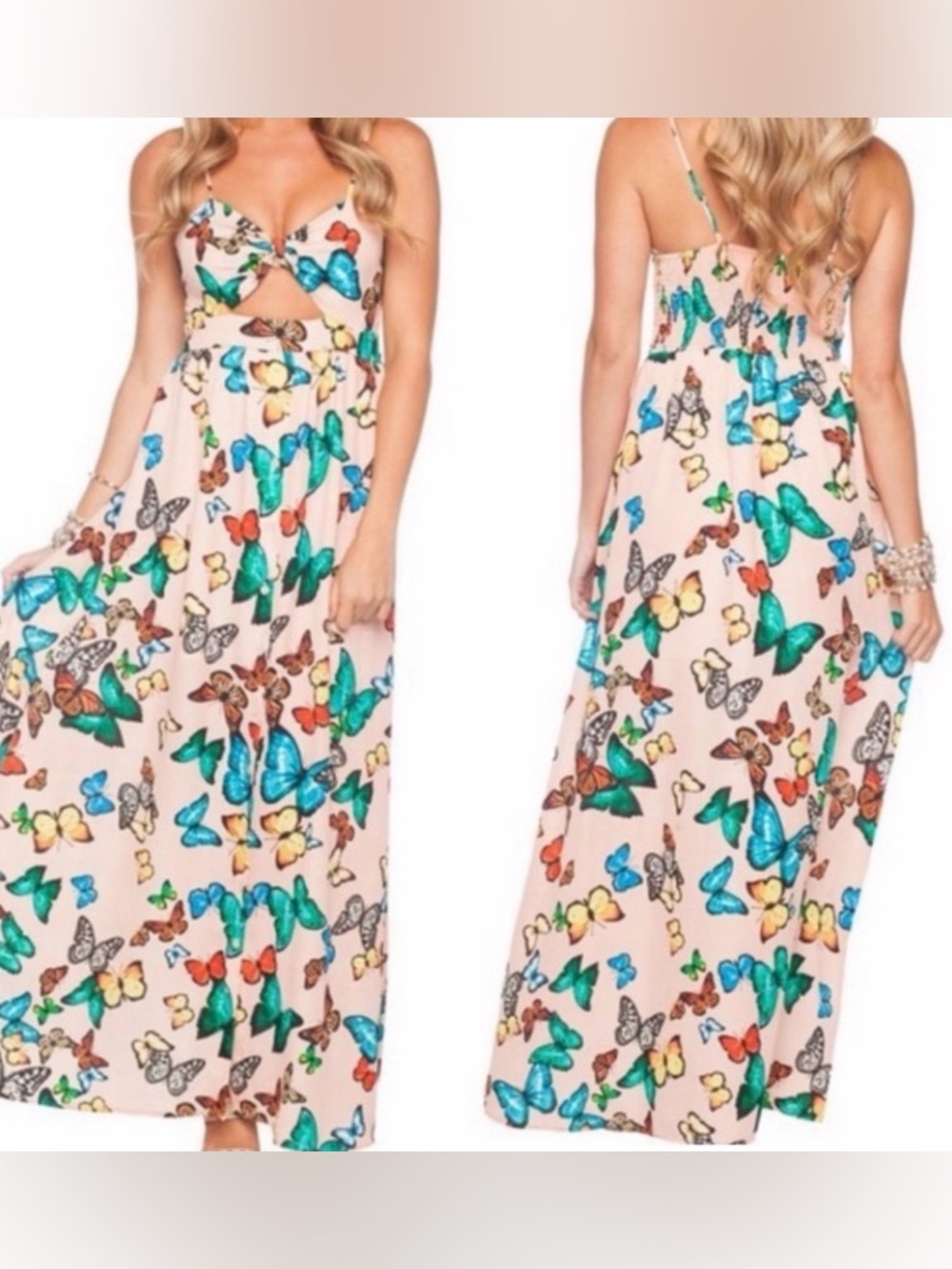 BuddyLove Kendall Maxi Dress Monarch Butterfly Print Pink Size Medium